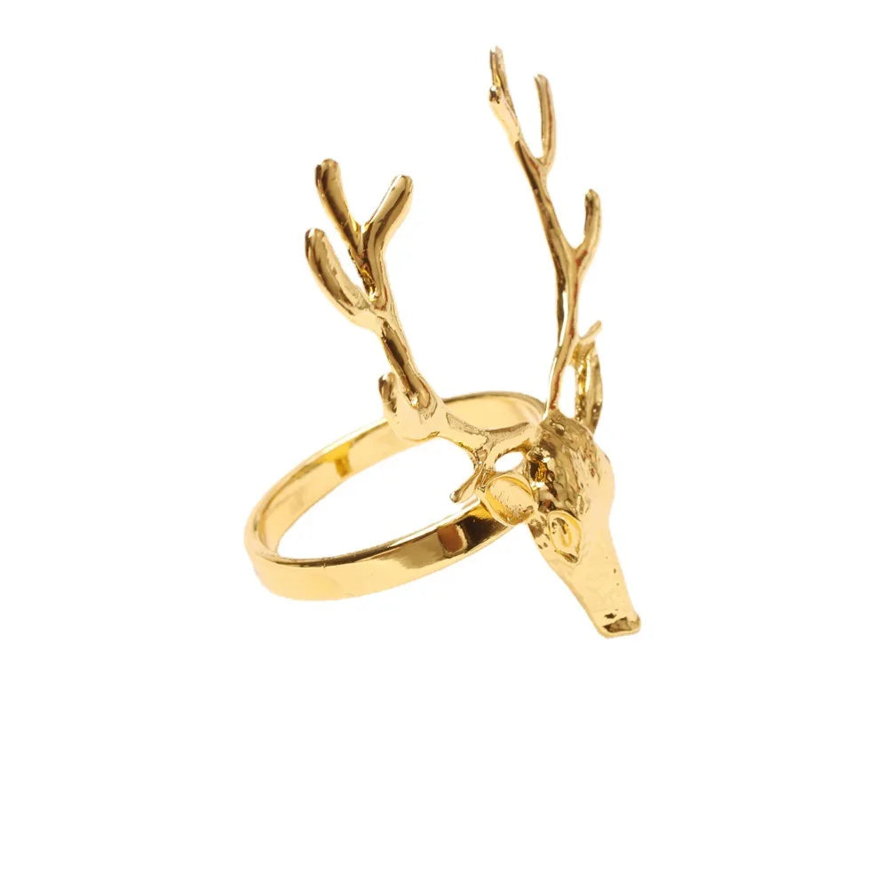 4Pcs Deer Napkin Rings Christmas Elk Head Alloy Xmas Reindeer Dining Table Decor
