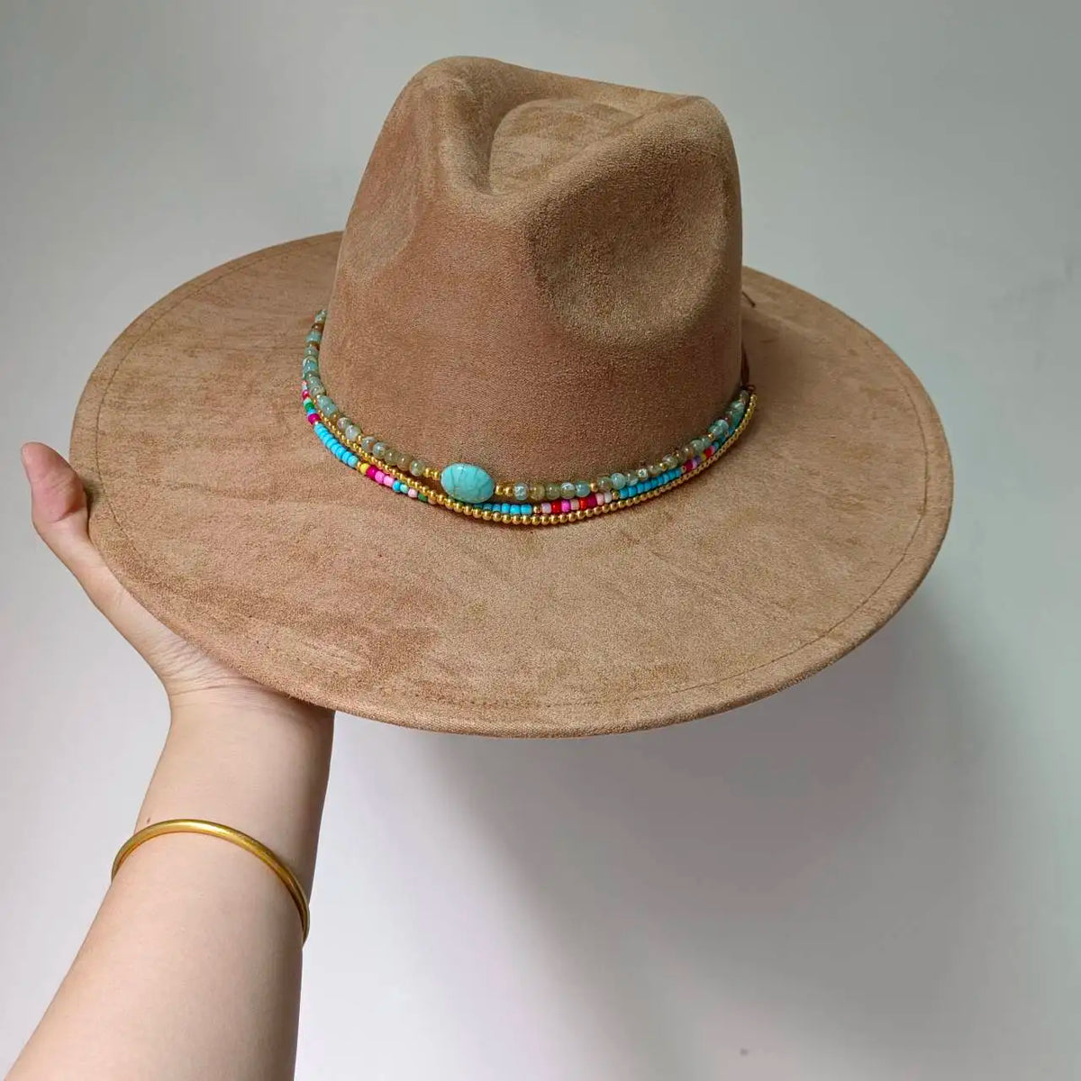Faux Suede 10cm Wide Brim Fedora Hats