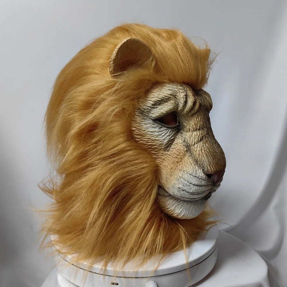 Lion Mask Cosplay Beast White Lion Latex Masks Book Week Halloween Party Costumes Props