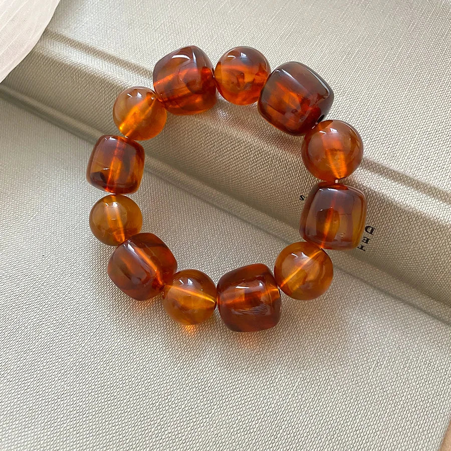 Acrylic Irregular Square Round Beaded Bracelet Vintage Reproduction