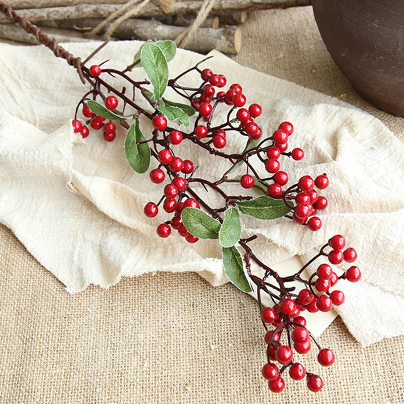70CM Holly Branch Artificial Red Berries Christmas Ornaments DIY Xmas Decor
