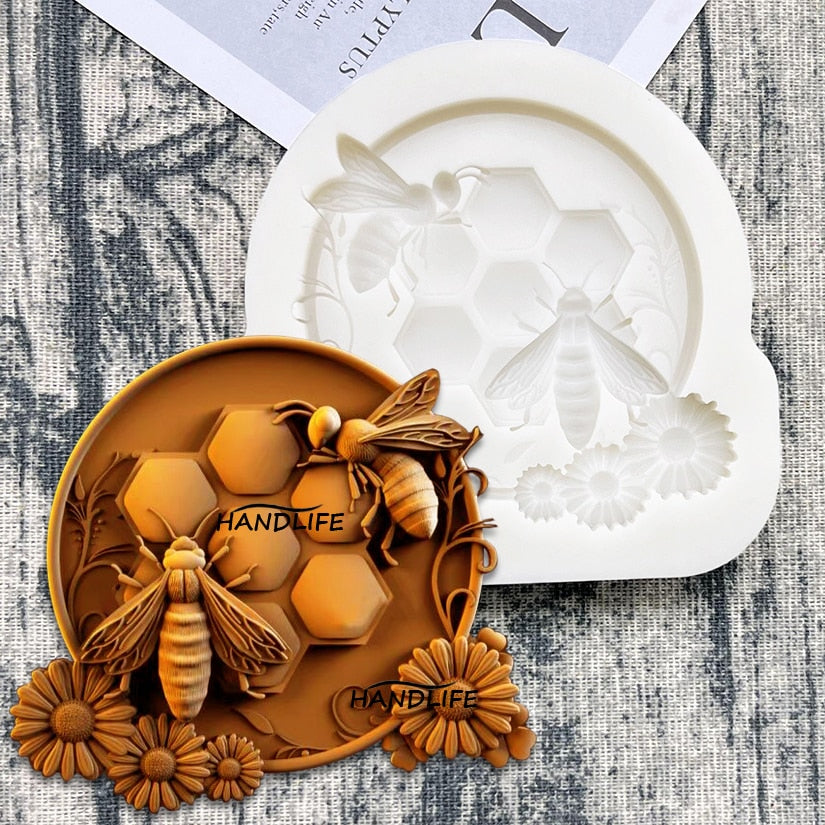 Honeycomb Bee Daisy Silicone Mould Resin Baking Pottery Mould