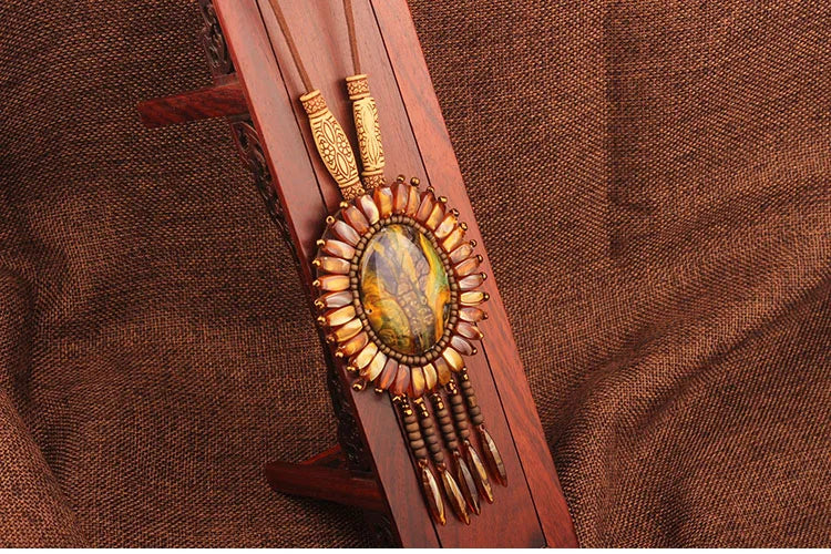 Handmade Beaded Leather Boho Necklaces