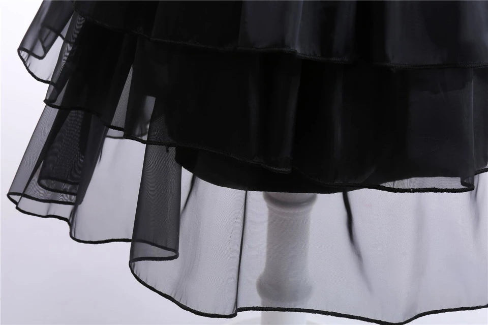 Wednesday Addams Cosplay Costume Girls Black Gothic Dress Sets