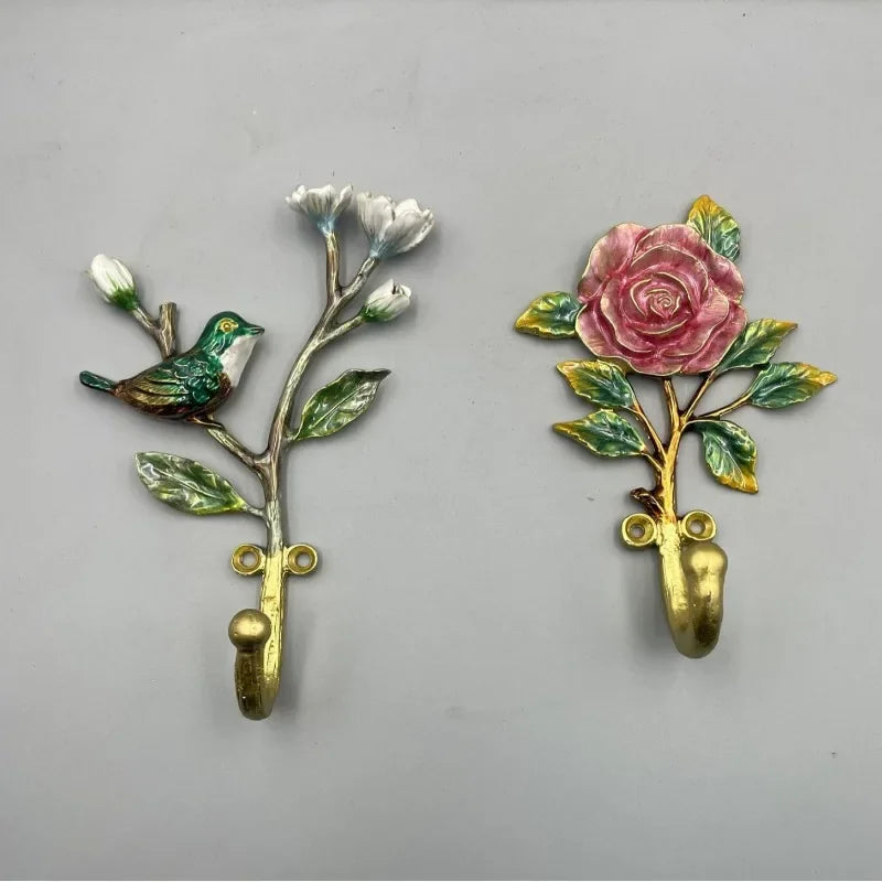 Enamel Flower Decorative Wall Hooks