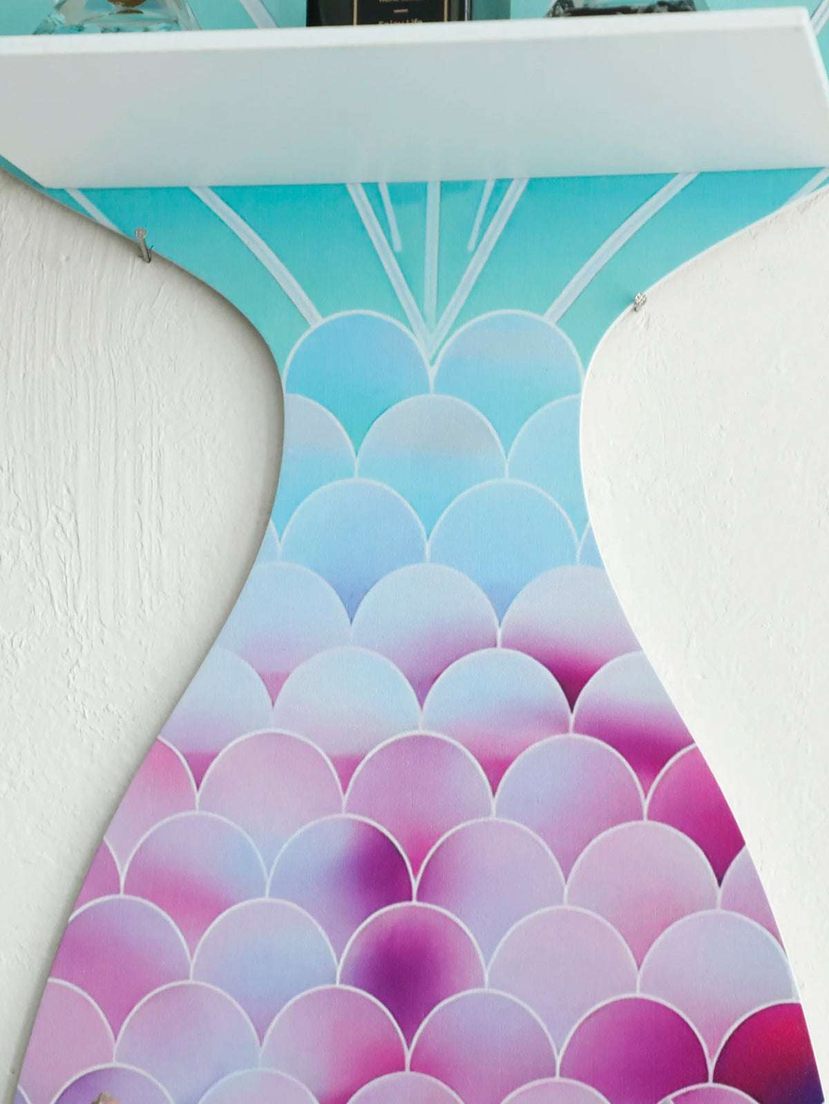 Mermaid Tail Wooden Crystal Shelf Essential Oil Display Floating Wall Shelf