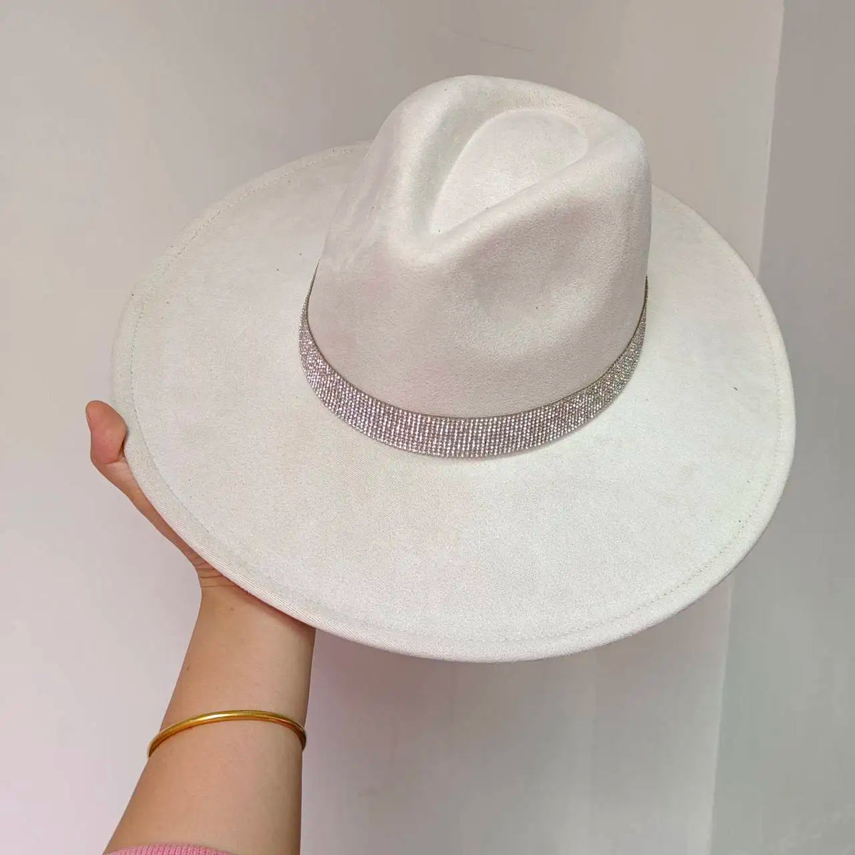 Faux Suede 10cm Wide Brim Fedora Hats