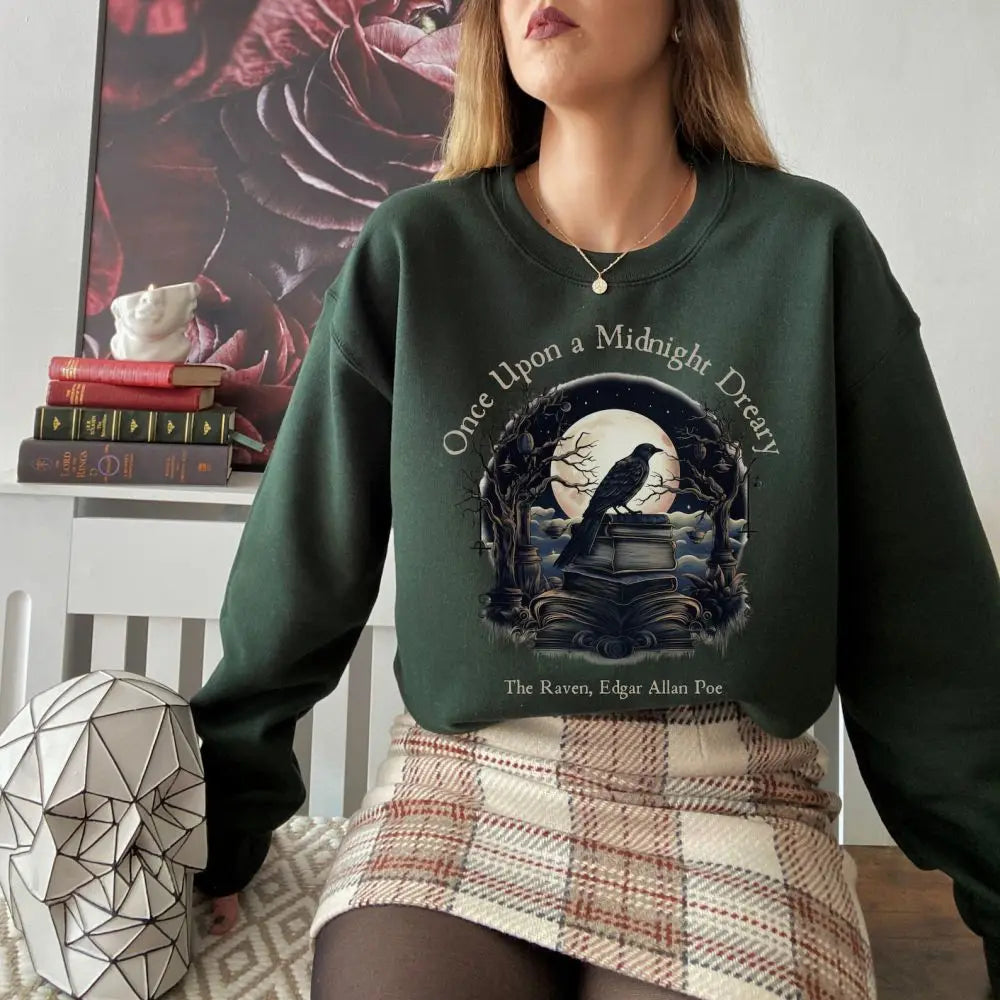 Edgar Allan Poe Sweatshirt Once Upon A Midnight Dreary Literary Poet Sweater Jumper