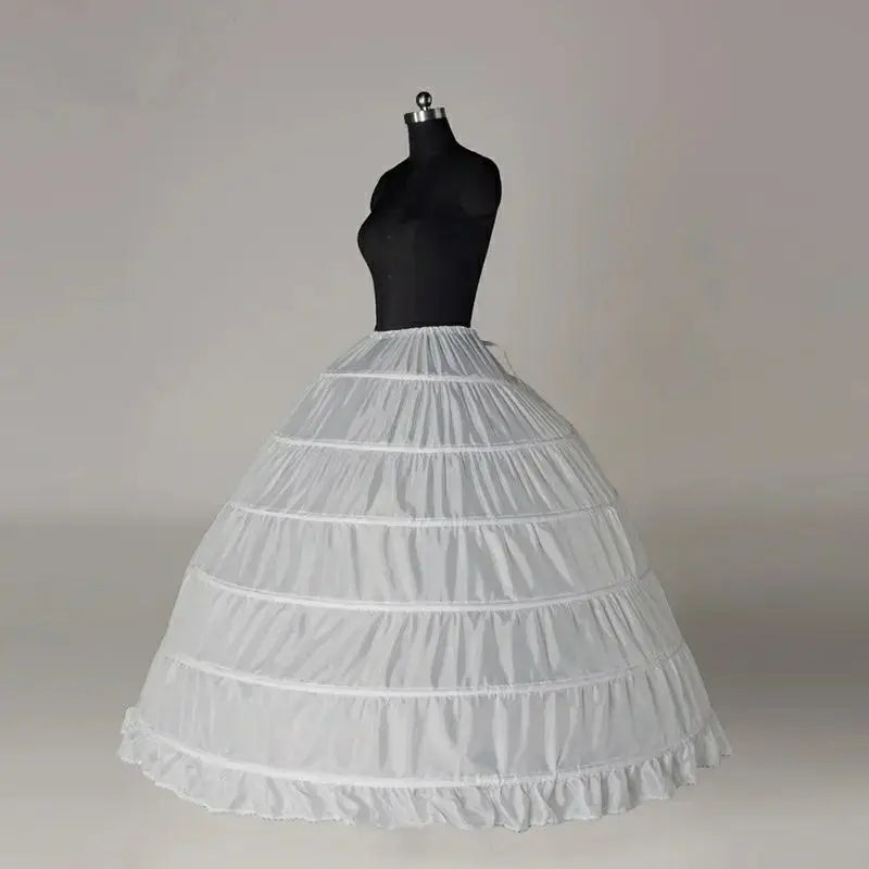 6 Hoop Crinoline Long Wedding Petticoat Ball Gown Dress Black White Red Underskirt Skirt