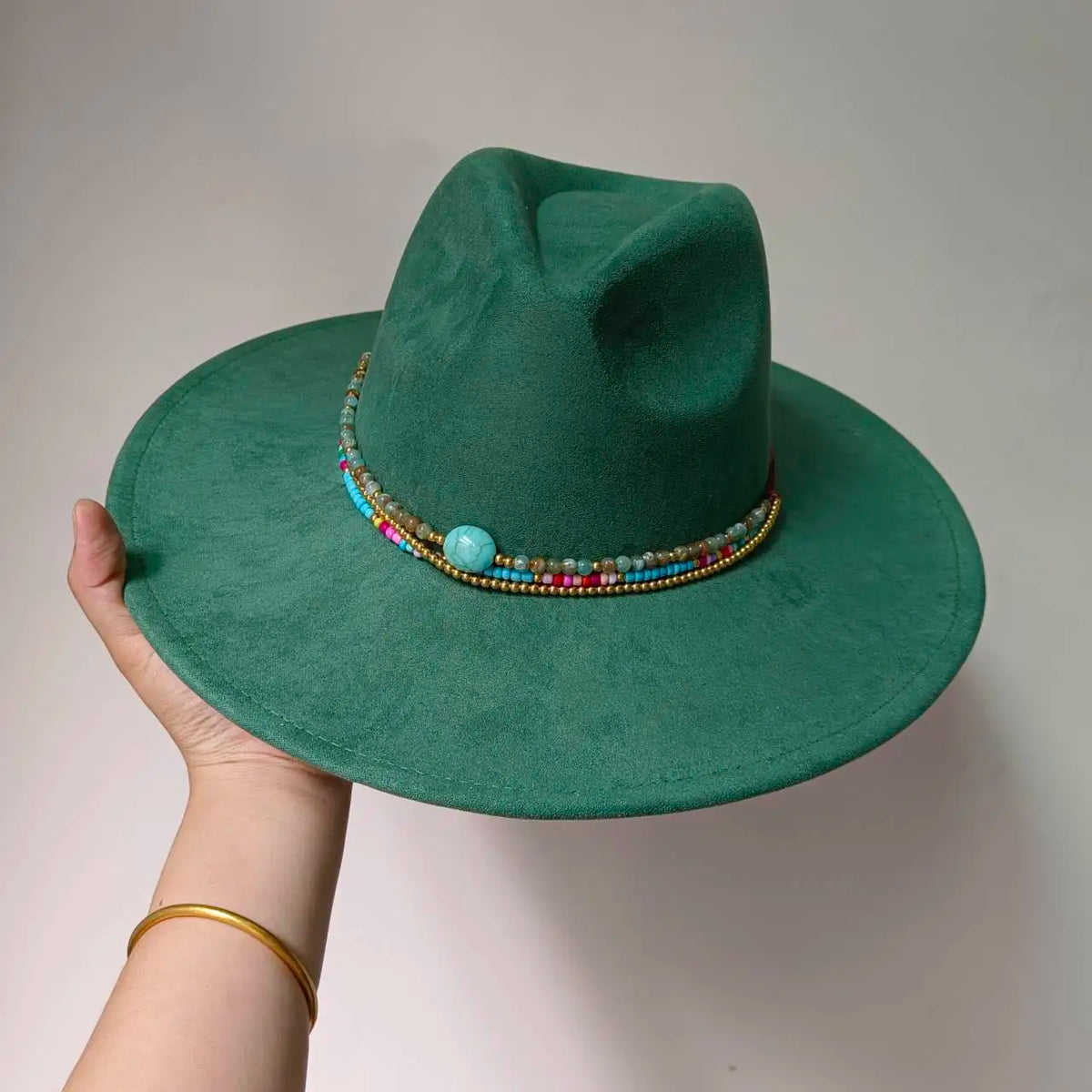 Faux Suede 10cm Wide Brim Fedora Hats