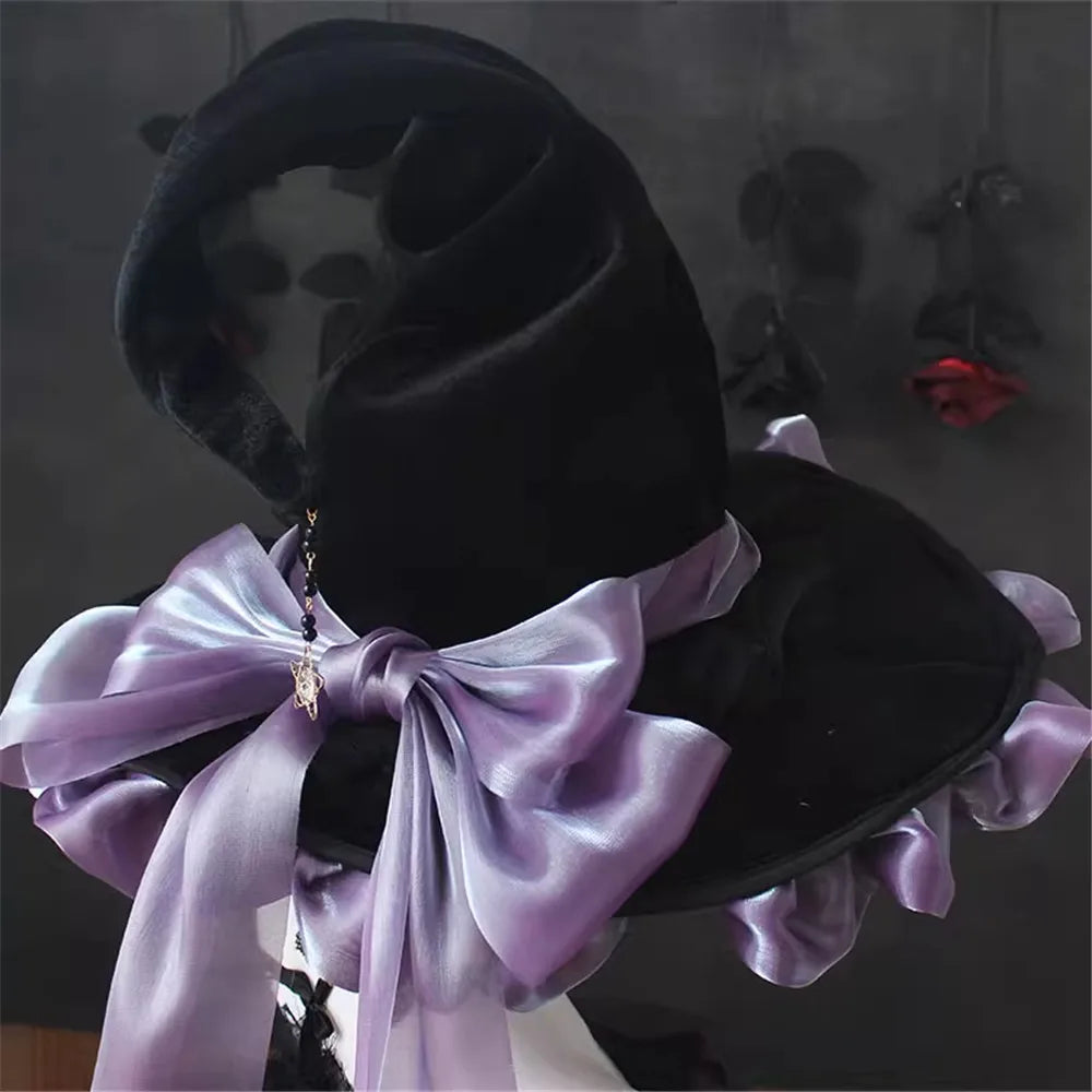 Handmade Salam Witch Hats with Ribbon Bow Gothic Lolita Cosplay Costume Accessories Halloween Hat