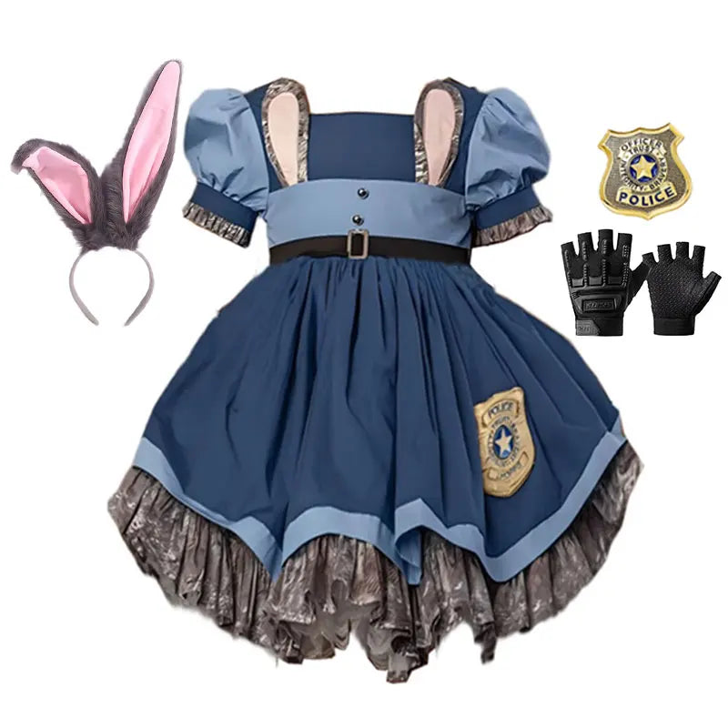 Judy Bunny Police Officer Cosplay Costume for Little Girls Zoo Utopia Dress Up Rabbit Book Week Costume