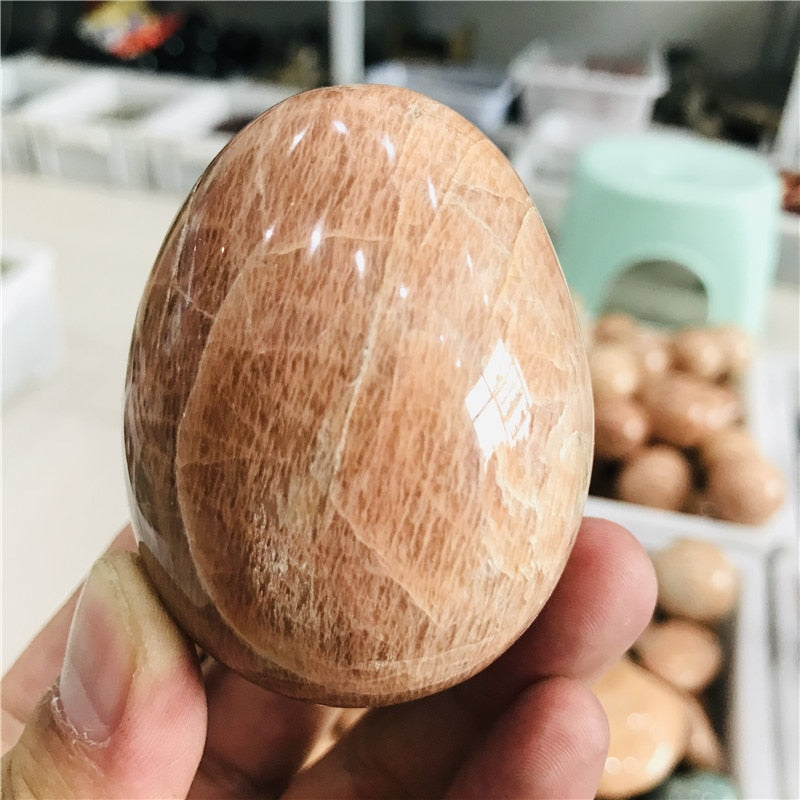 Natural Moonstone Quartz Crystal Egg