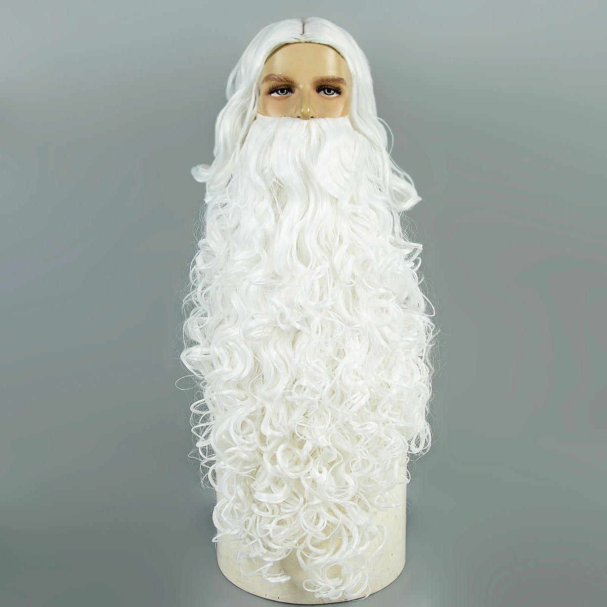 Wizard Santa Claus Long Curly Beard Wigs,Eyebrows Moustache Synthetic Wig Costume Old Men