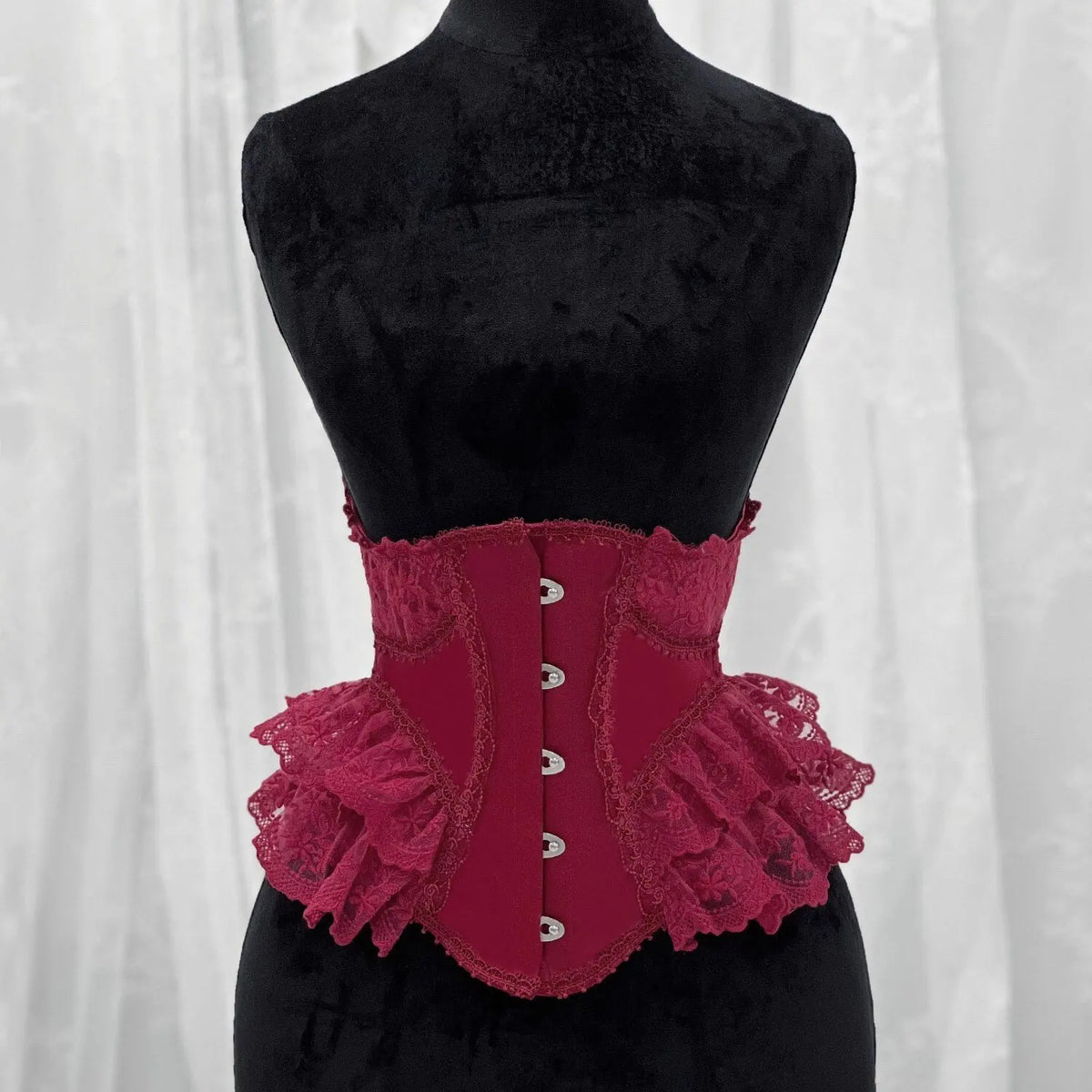 Lolita Lace Up Boned Waist Trainer Stage Costume Victorian Lace Ruffles
