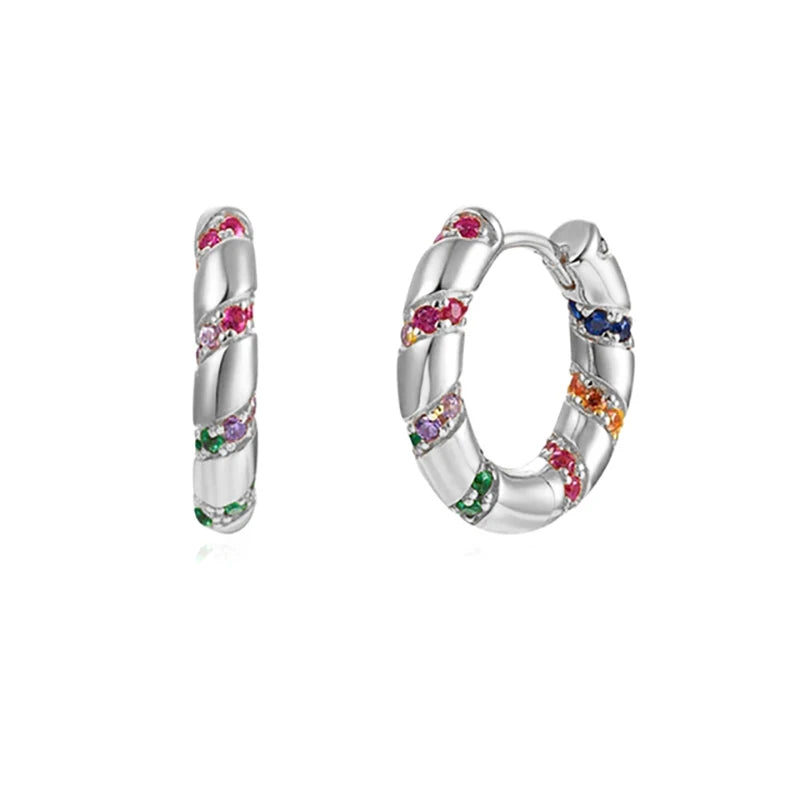 Colourful Zircon Gold Stud Earrings Mix'n'Match