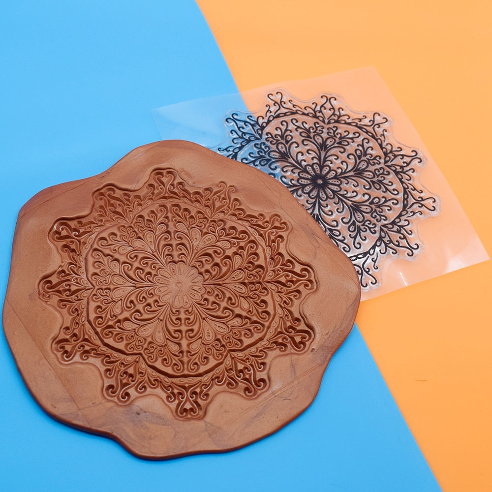 9cm Mandala Pottery Polymer Clay Texture Sheets Embossing Stamp