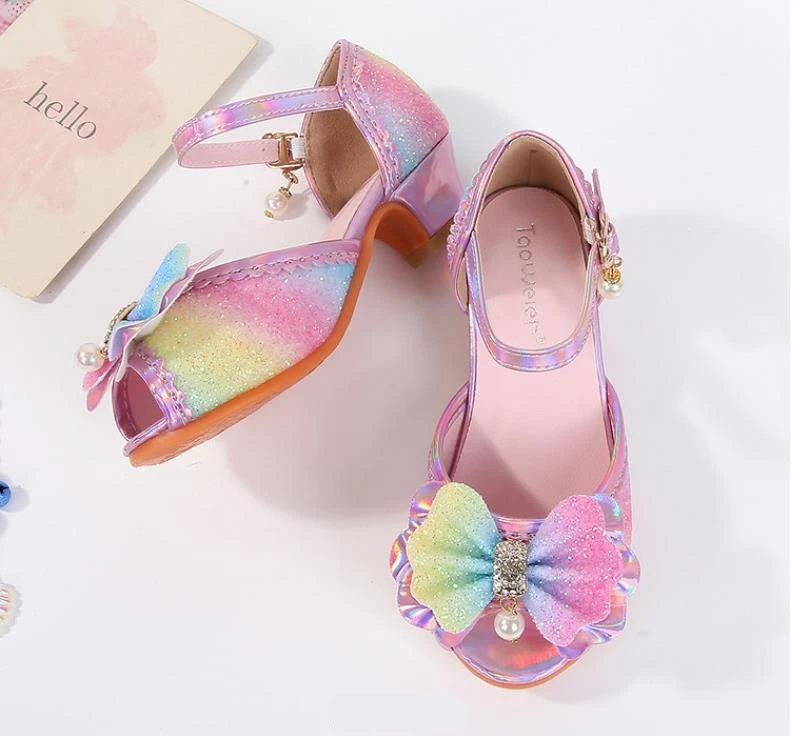 Party Shoes for Girls Glittery Butterfly Mary Jane Sandals Purple Gold Pink Blue