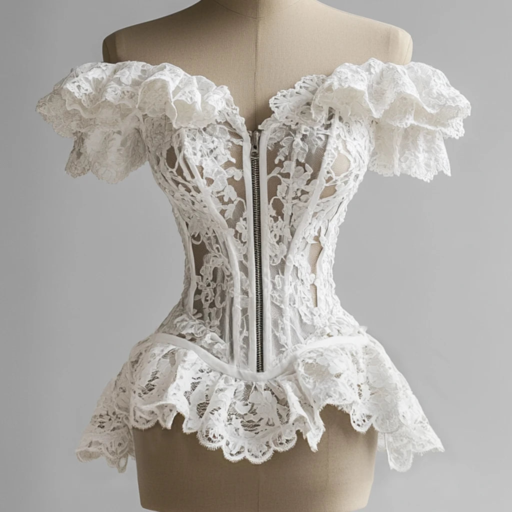 French Lace Ruffle Corset