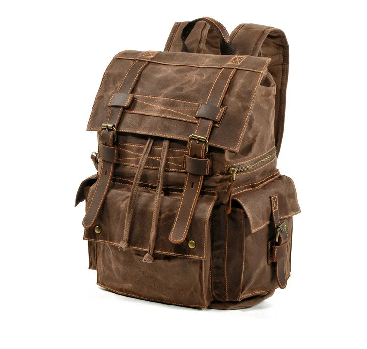 Indiana's Vintage Leather Canvas Backpack