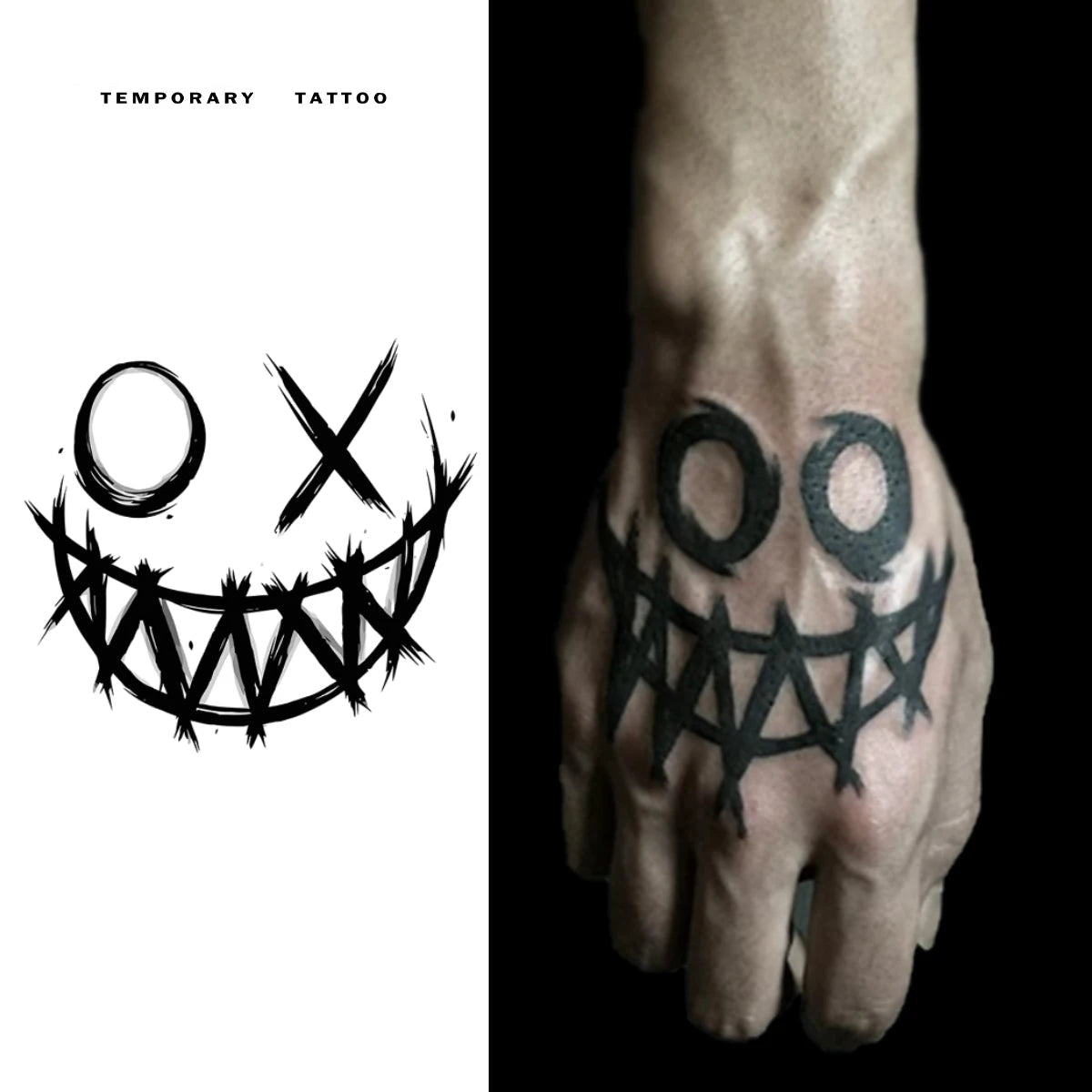 Anarchy Smiley Face Temporary Tattoo