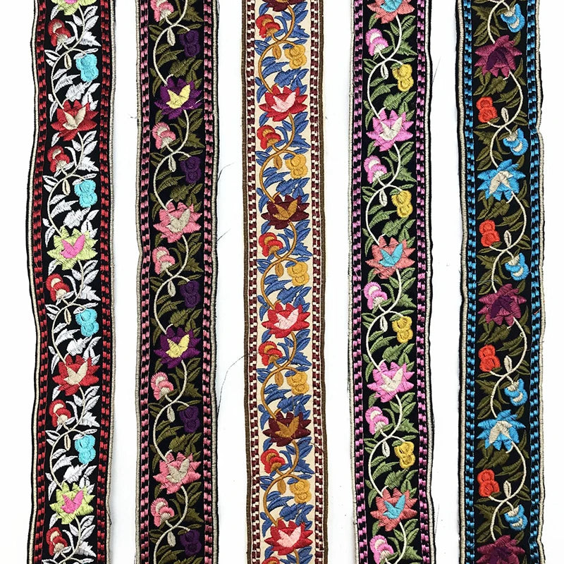 1 Yards Embroidered Rose Lace Trim Jacquard Ribbon DIY Craft Making Sewing Supplies
