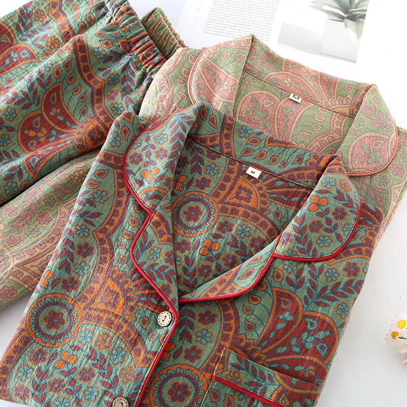 Sunday Mornings Paisley Pyjamas 2 Piece Cotton Loungewear Sleepwear