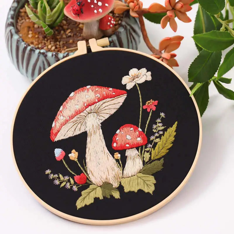 Mushroom Embroidery Kit DIY Needlecraft for Beginners