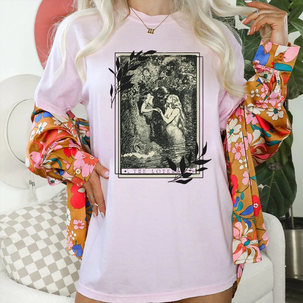 Tarot Card Lovers Aphrodite T-Shirt Sappho Cotton Tee
