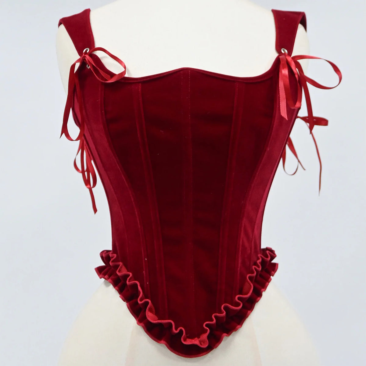 Delphine's Velvet Corset Over Bust Lace Up Boned Bodice 4 Colours