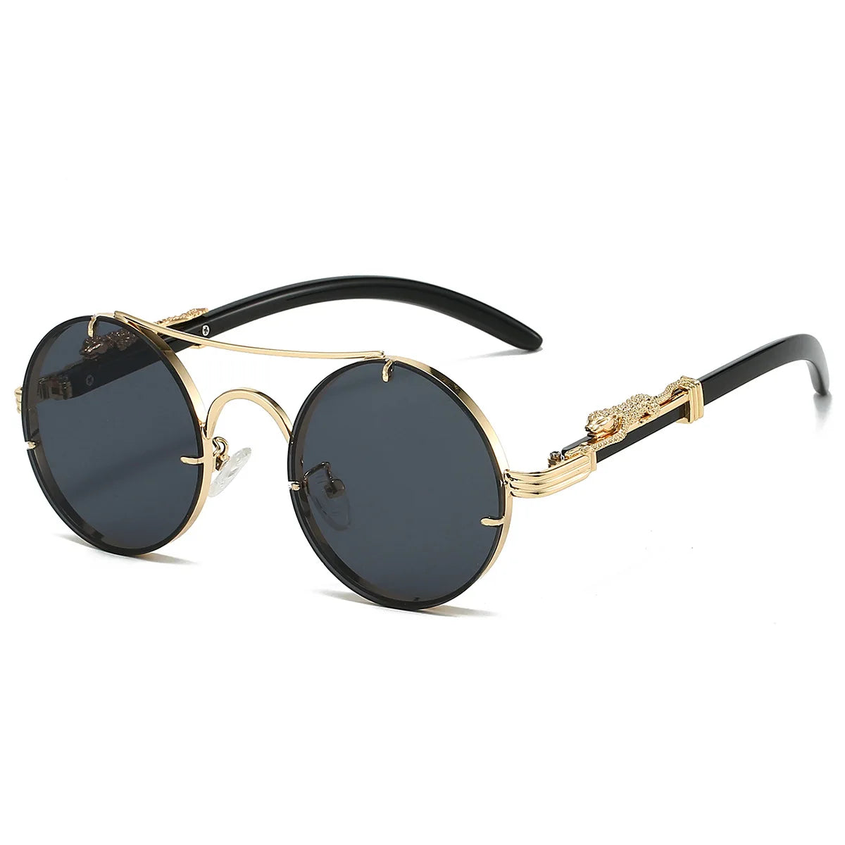 Round Retro Cape Sunglasses Double Bridge