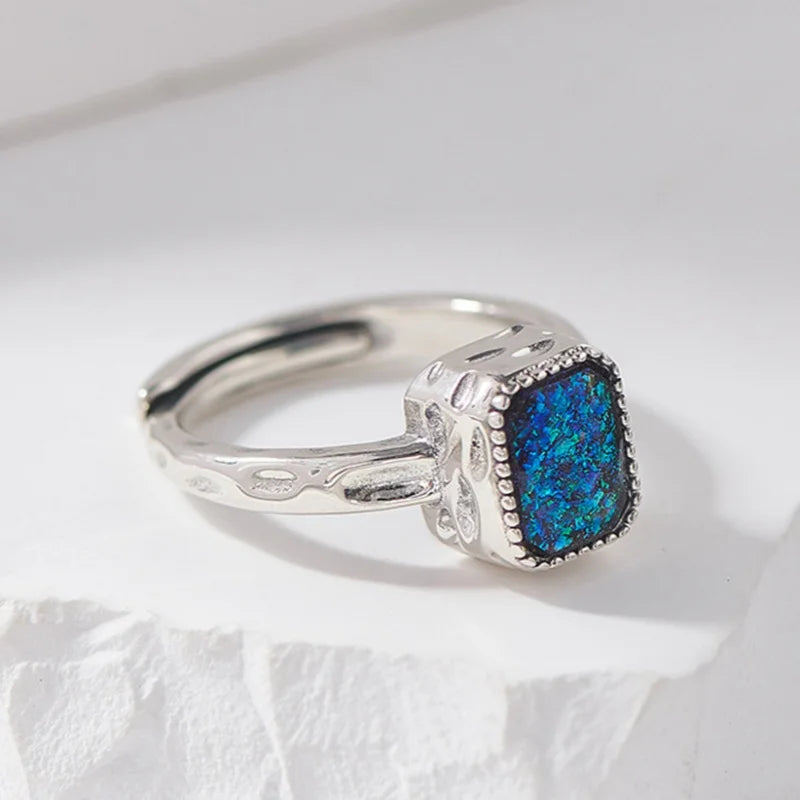 Miss Opal's S925 Sterling Silver Ring Square Opal