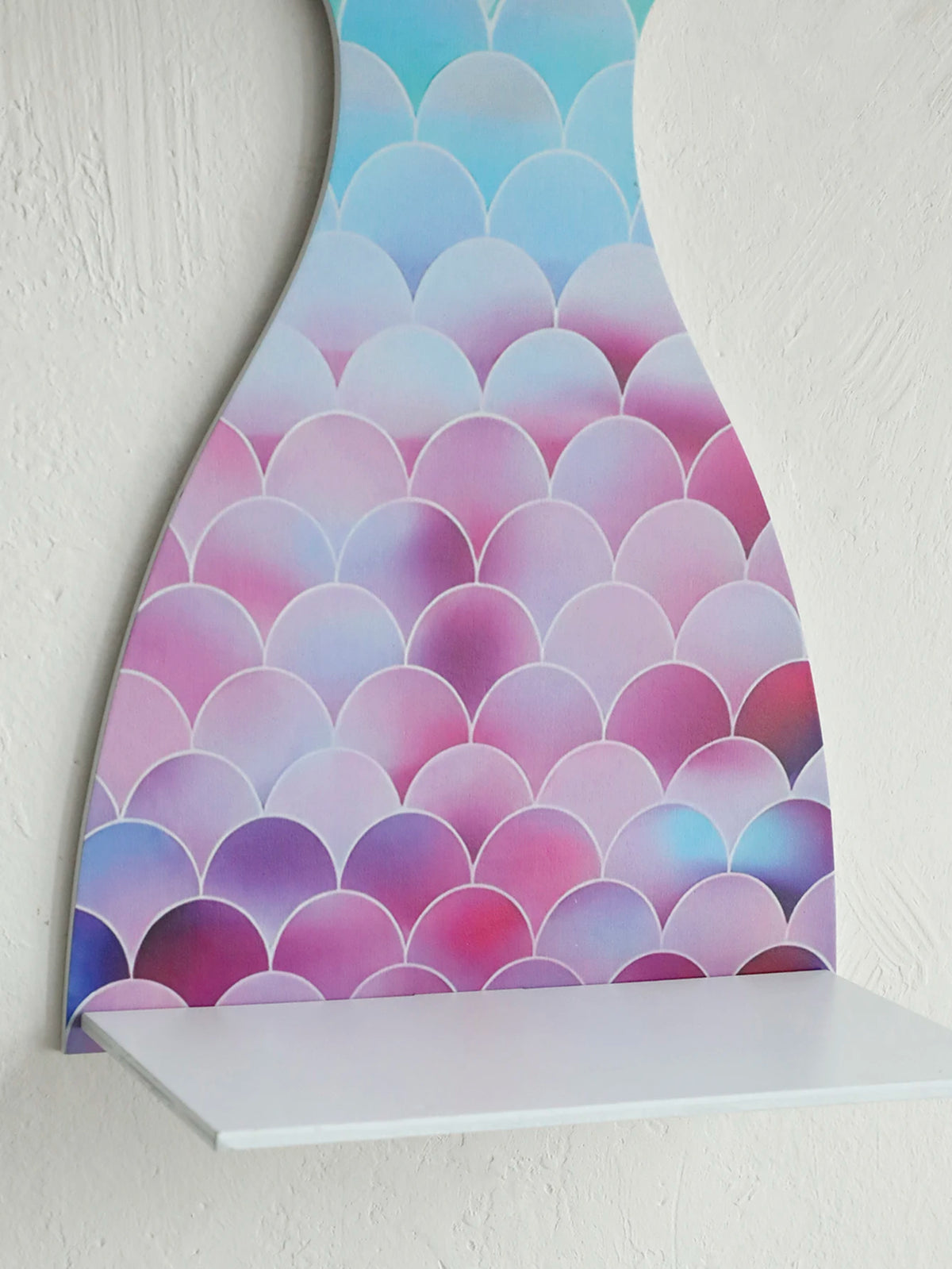 Mermaid Tail Wooden Crystal Shelf Essential Oil Display Floating Wall Shelf