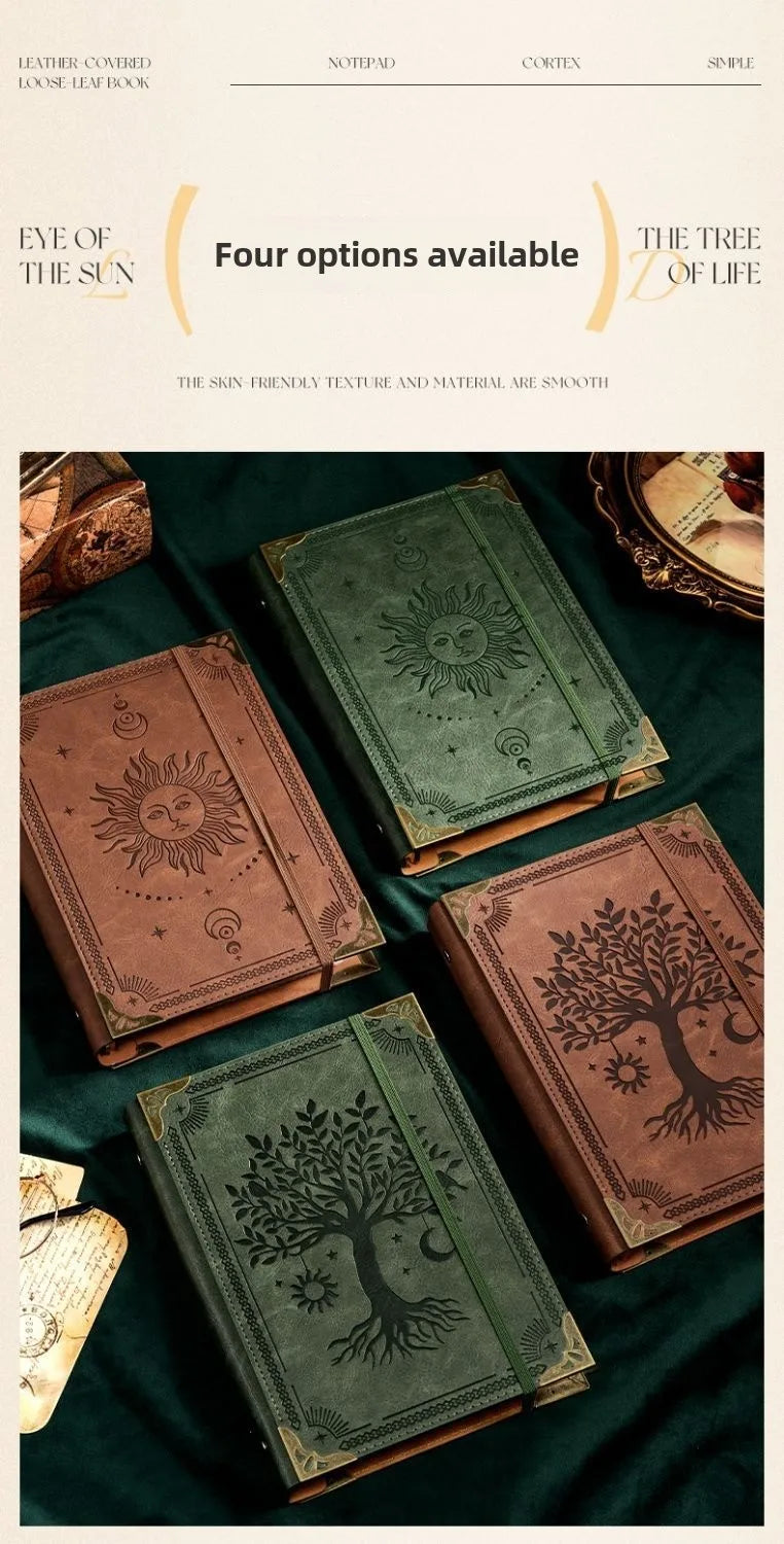 A5 Leather Loose-leaf Binder Notebook with 240 Inner Pages