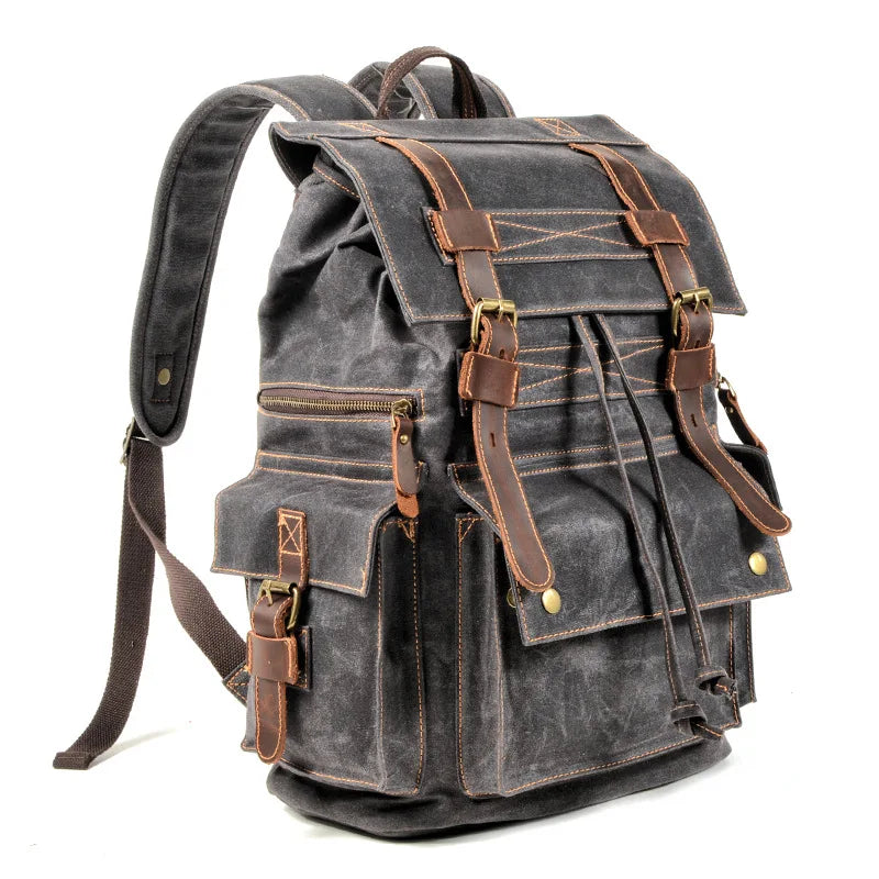 Indiana's Vintage Leather Canvas Backpack