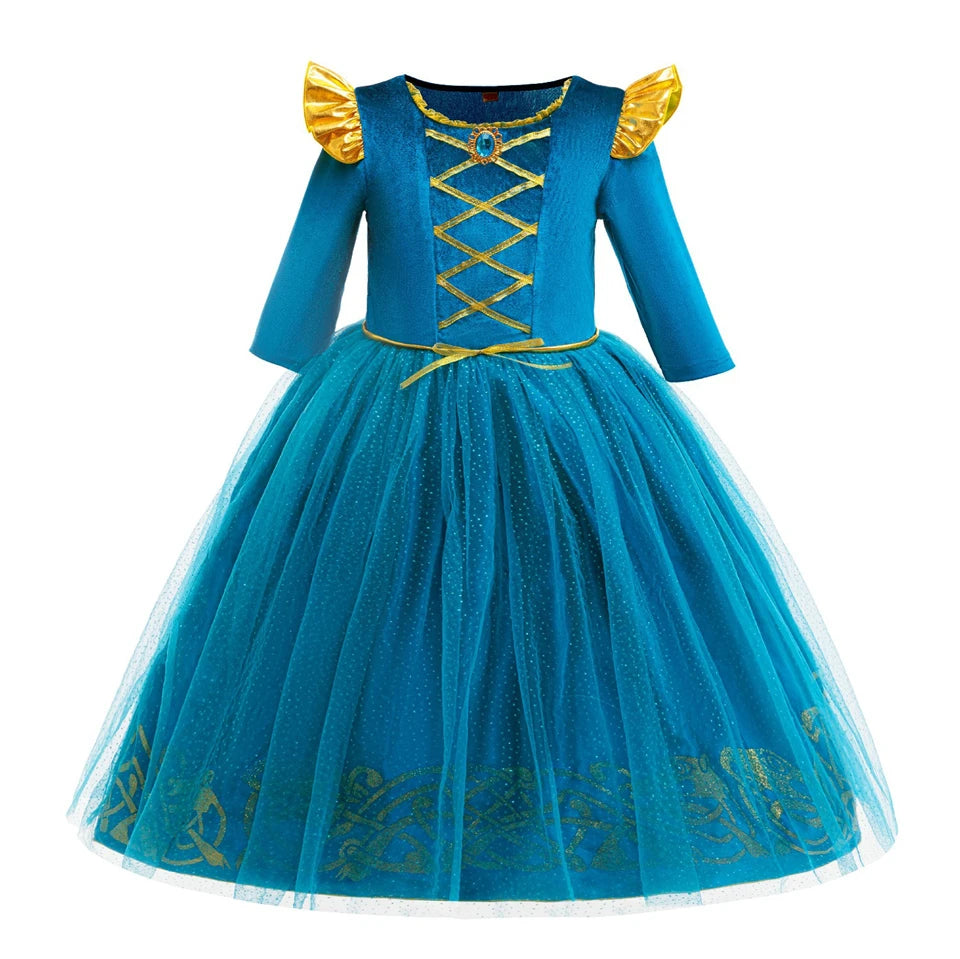 Halloween Cosplay Brave Princess Merida Dress Girls Costumes
