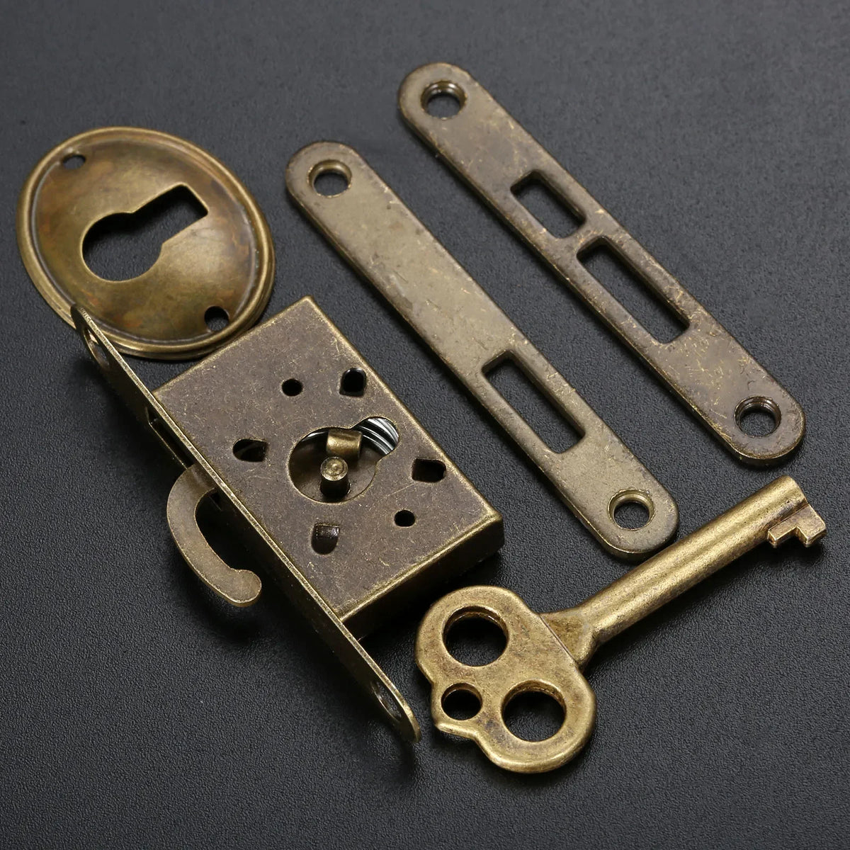Antiqued Door Lock Set Furniture Hardware Fittings Counter Drawer Bronze Sliding Door Lock with Key