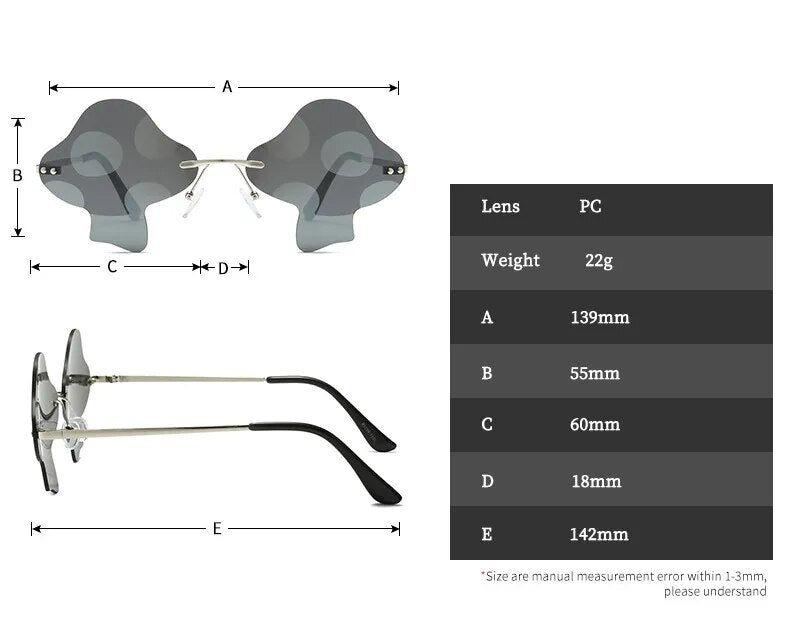 Fungi Funglasses Mushroom Rimless Sunglasses