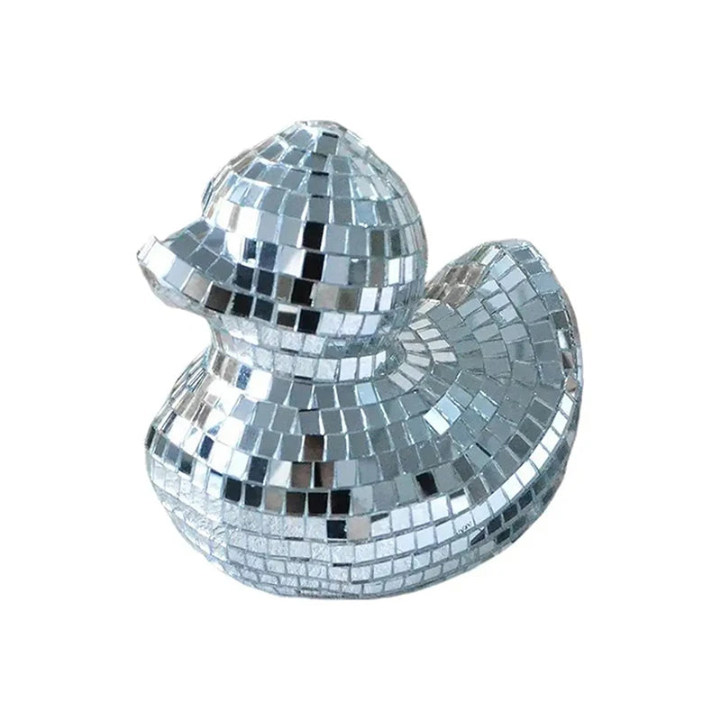 Silver Duck Mirror Ball Decoration