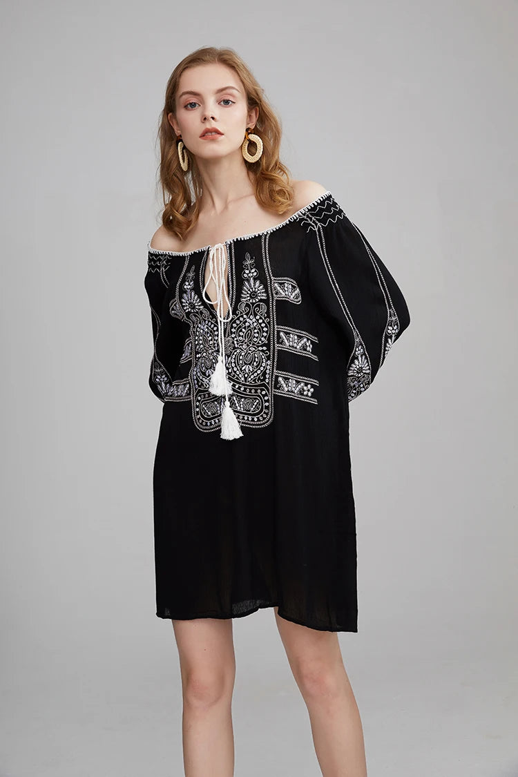 Mirai's Embroidered Boho Dress