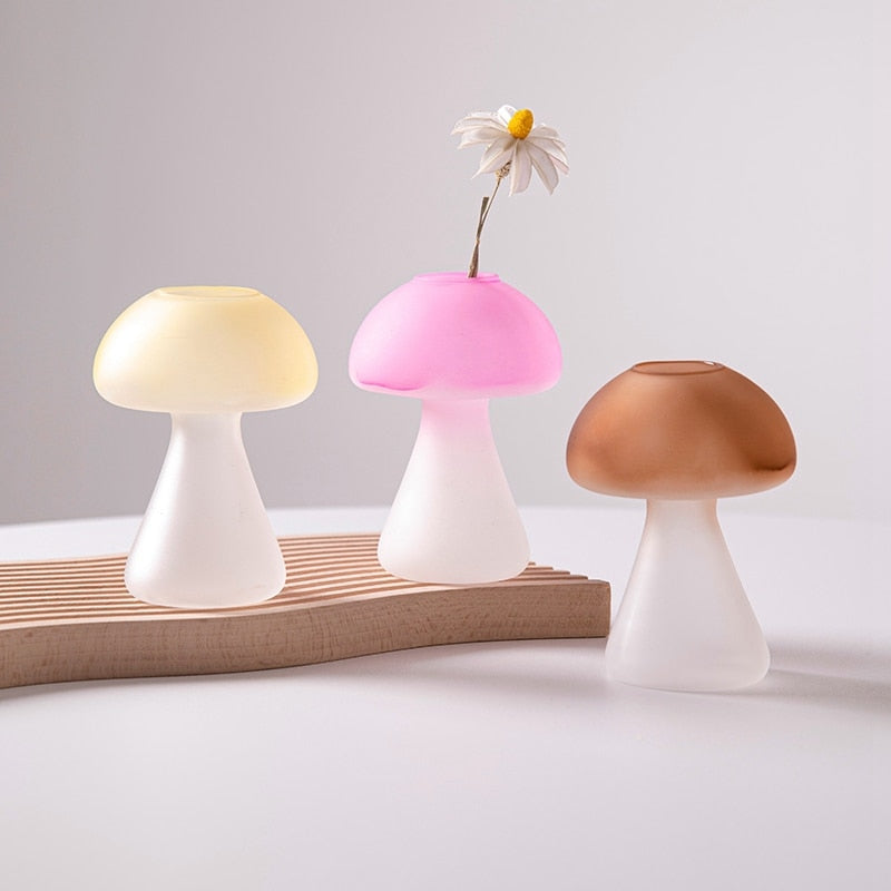 Mushroom Glass Vase Plant Hydroponic Terrarium Vase