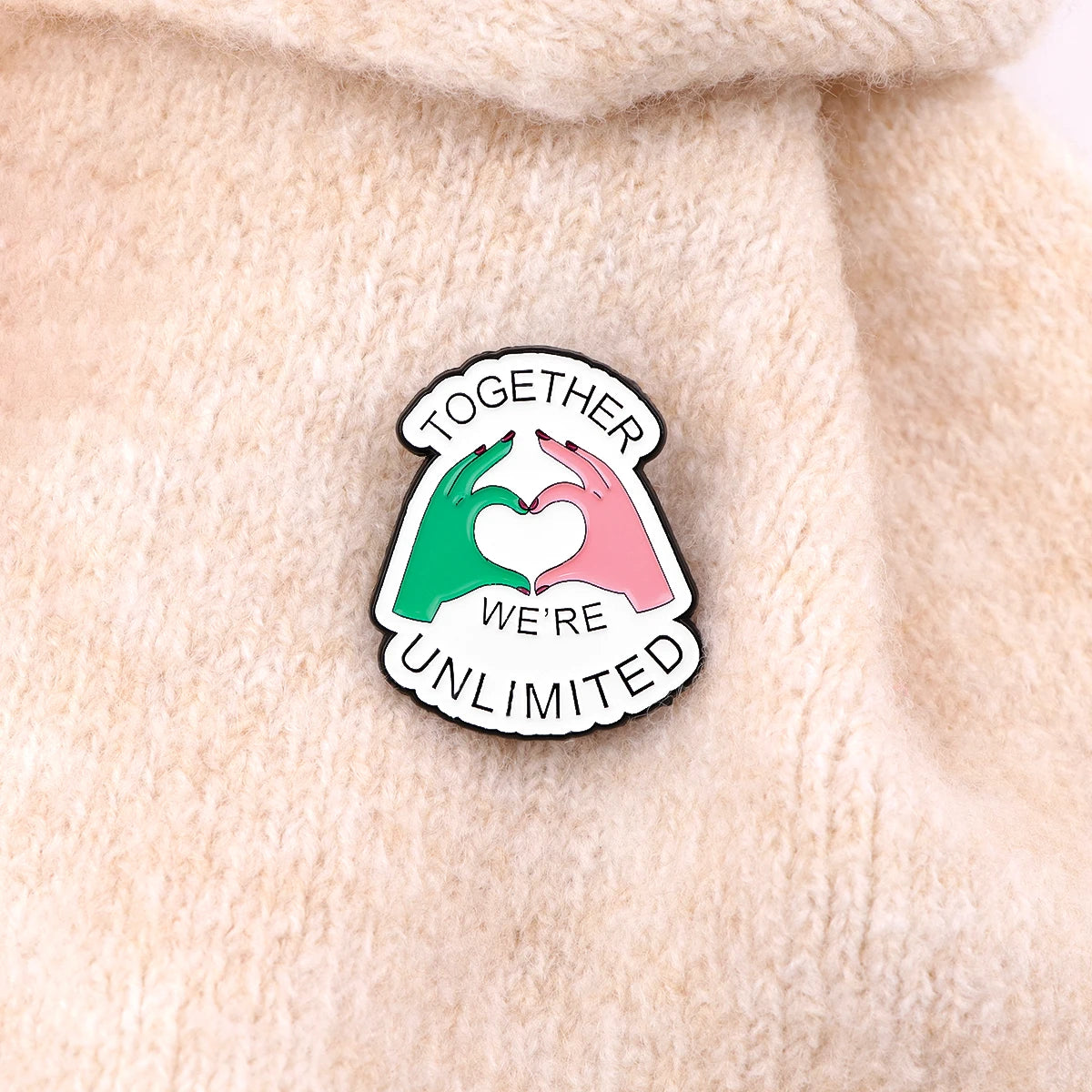 Wicked 'Together We're Unlimited' Enamel Pins Pink & Green Heart Brooches Badge Lapel Pin