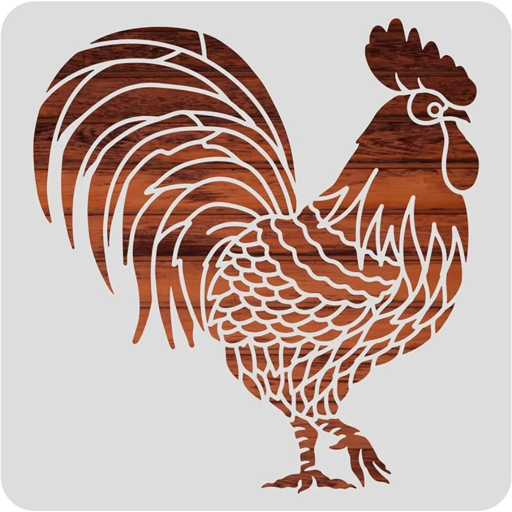Large Rooster Plastic Painting Stencils 12x12inch