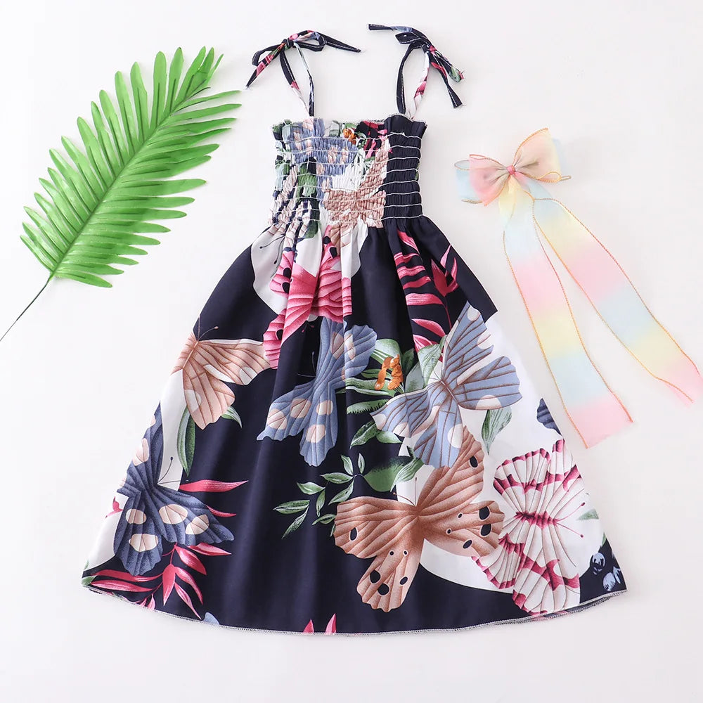 Summer Boho Girls Beach Dress 2 - 12 Years With Necklace Gift