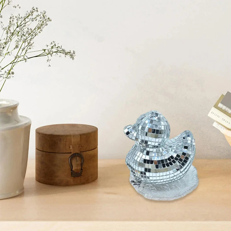 Silver Duck Mirror Ball Decoration