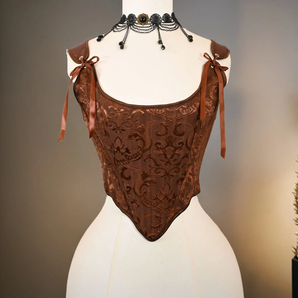 Jacquard Corset Bustier Overbust Boned