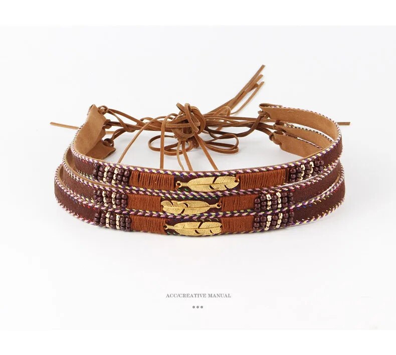 Golden Feather Hat Bands Hand-Wound Hat Belt