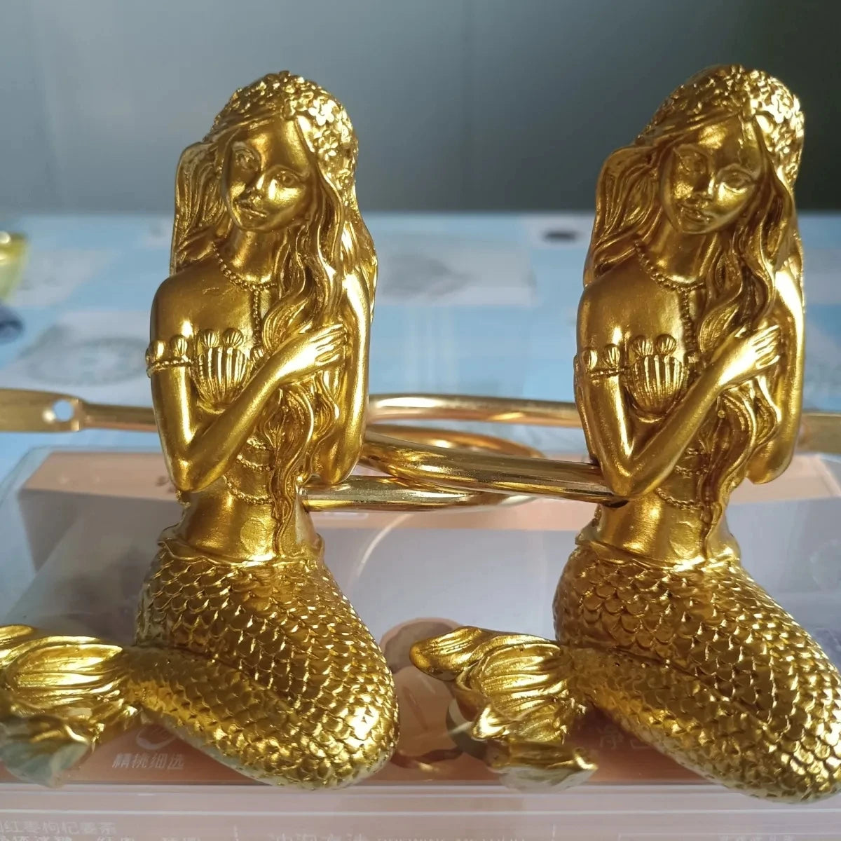 2Pcs/Set Golden Mermaid Curtain Tieback Hooks