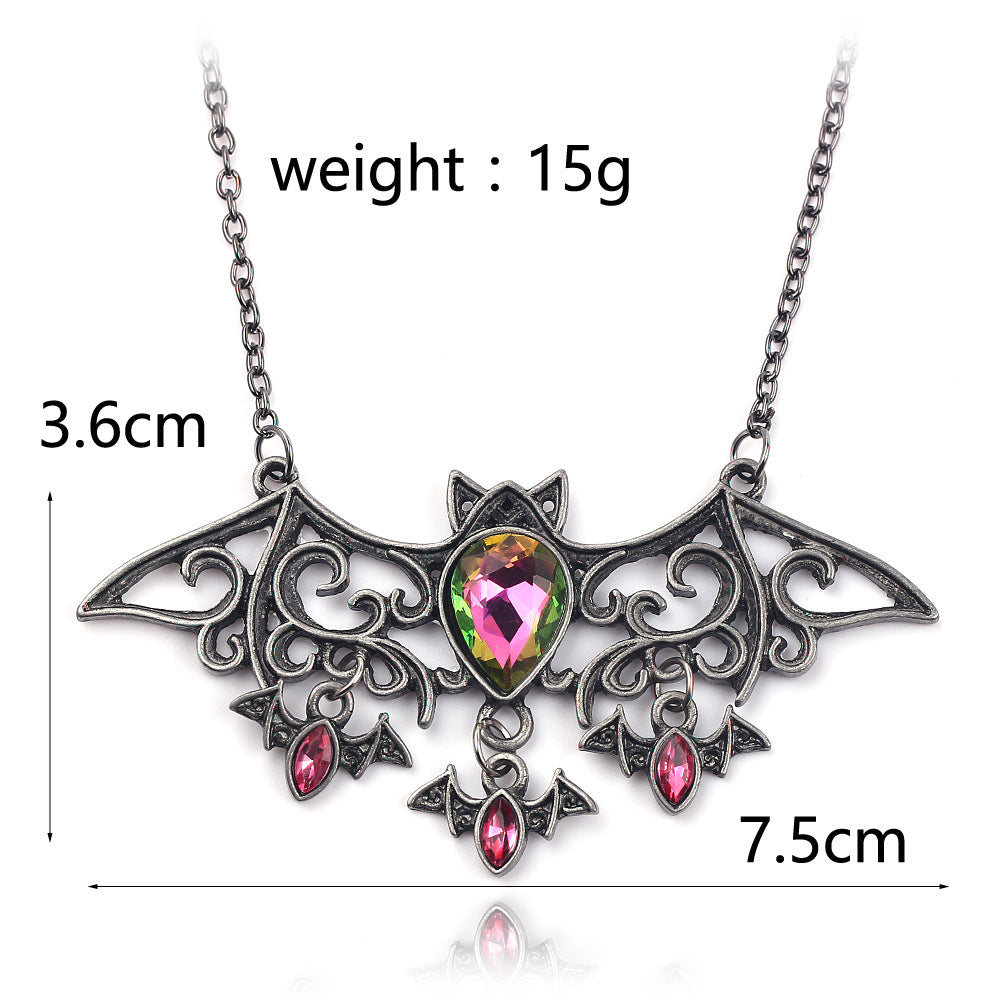 Halloween Bat Pink Crystal Necklaces