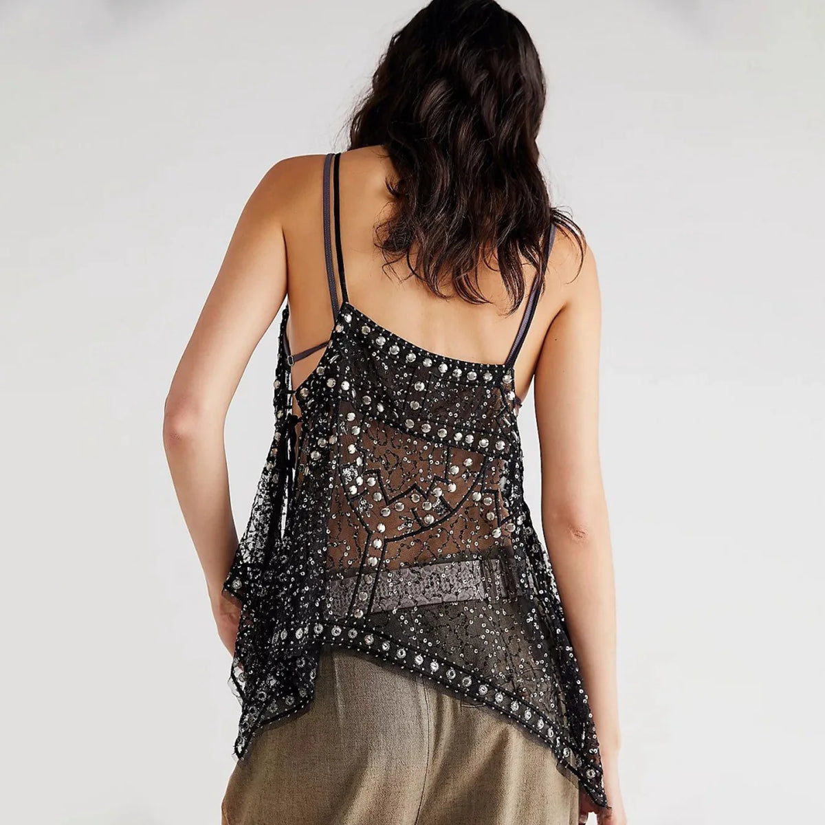 Sally's Beaded Boho Embroidered Camis Sequin Tank Tops